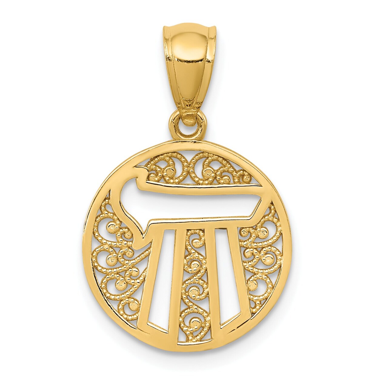 14K Yellow Gold Chai Pendant Charm Jewish Jewelry 21mm x 14mm